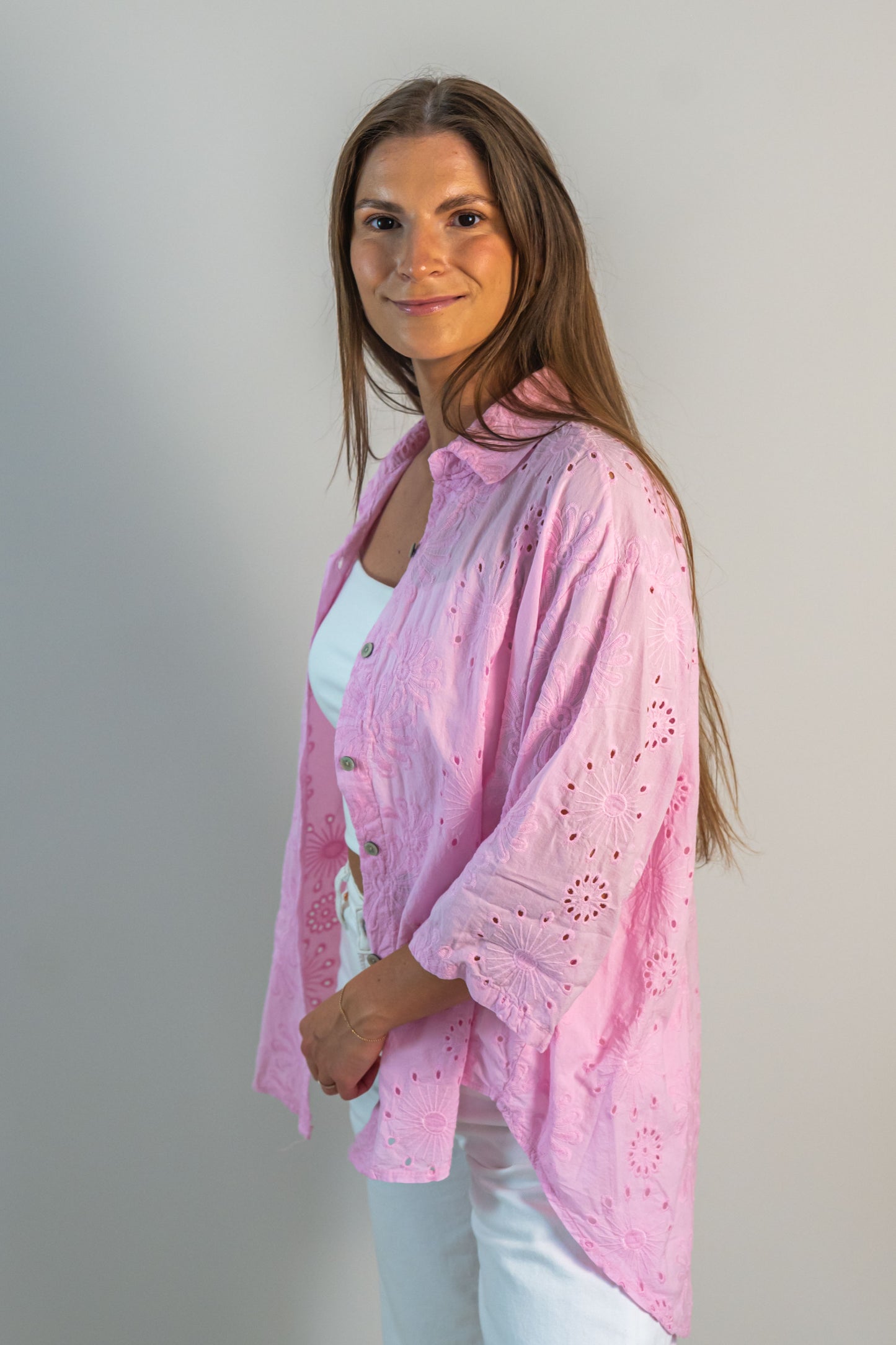 Marškiniai "Gėlė" spalva rožinė
