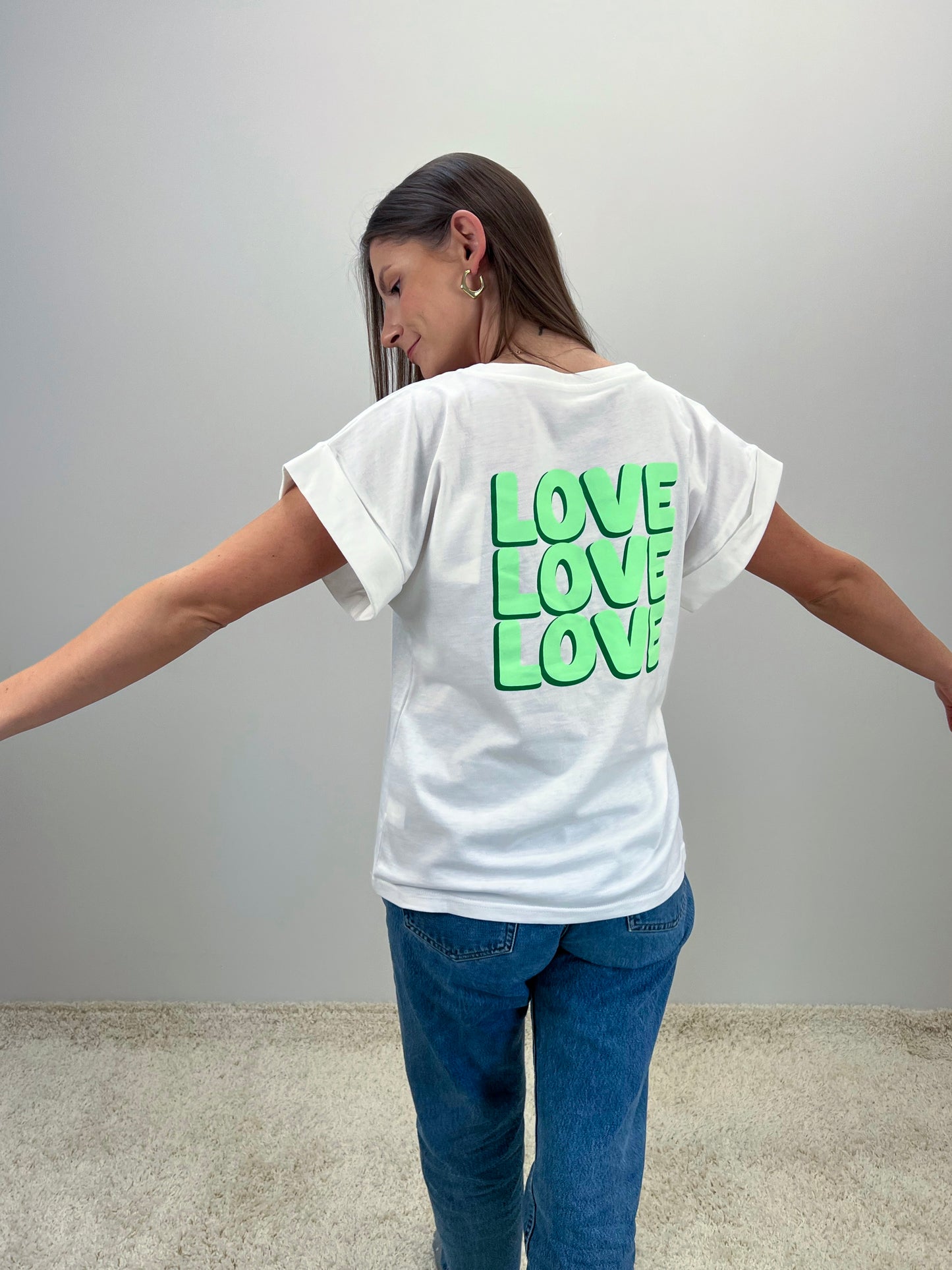 Marškinėliai LOVE - spalva baltai žalia