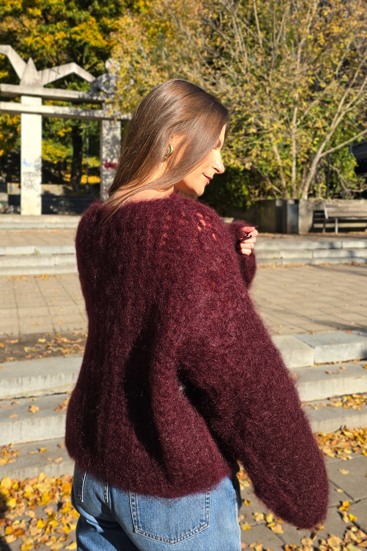 Moheros megztinis "Celeste" bordo