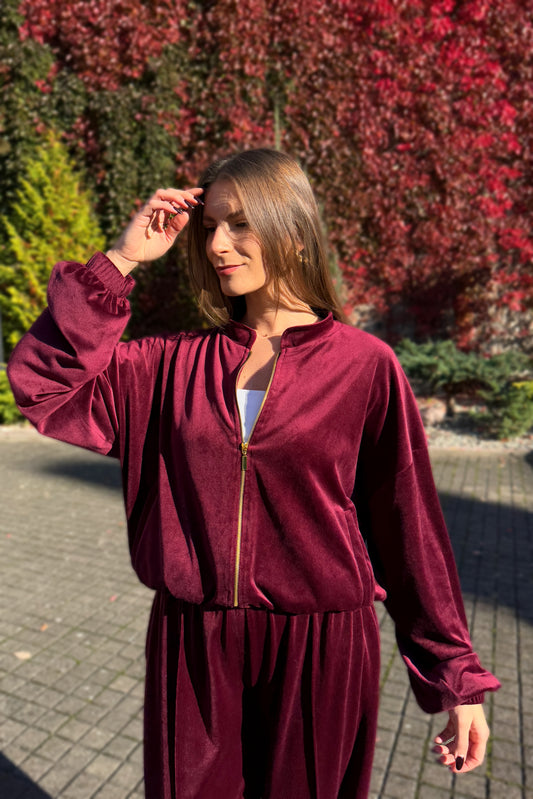 Laisvalaikio kostiumėlis "Velouré" bordo PAGAMINTA LIETUVOJE