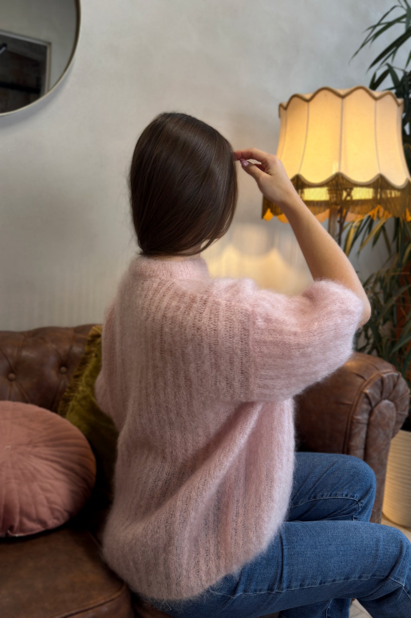 Prabangus Moheros megztinis "Bellini" rožinis