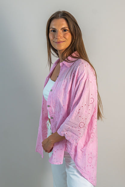 Marškiniai "Gėlė" spalva rožinė
