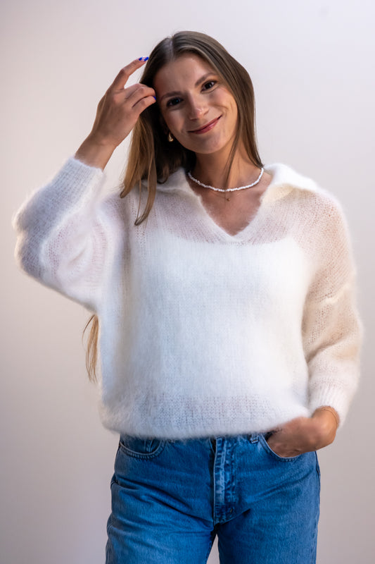 "Sofiè" baltas moheros megztinis