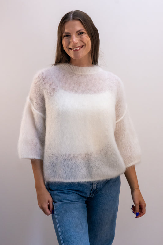 "Luma" baltas moheros megztinis