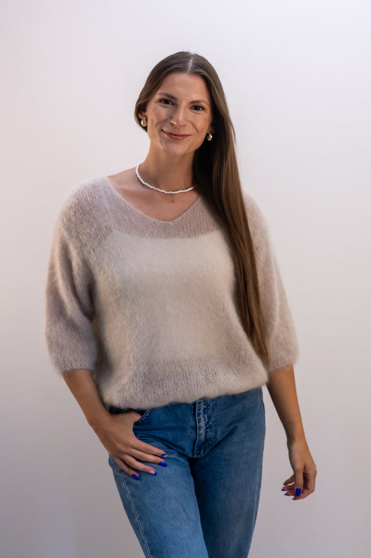 "Noelle" smėlinis moheros megztinis