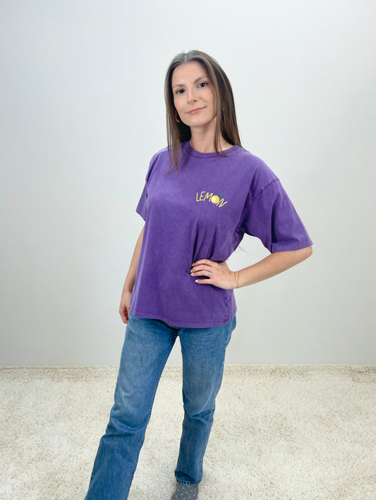 Oversize marškinėliai CITRINA - spalva violetinė