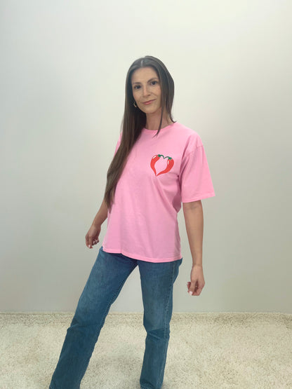 Oversize marškinėliai SPICY - spalva rožinė
