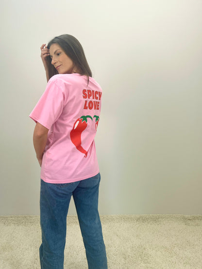 Oversize marškinėliai SPICY - spalva rožinė
