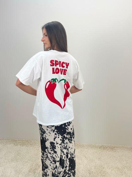 Oversize marškinėliai SPICY - spalva balta