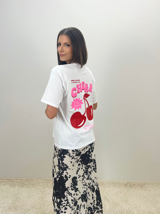 Oversize marškinėliai CHERRY - spalva balta