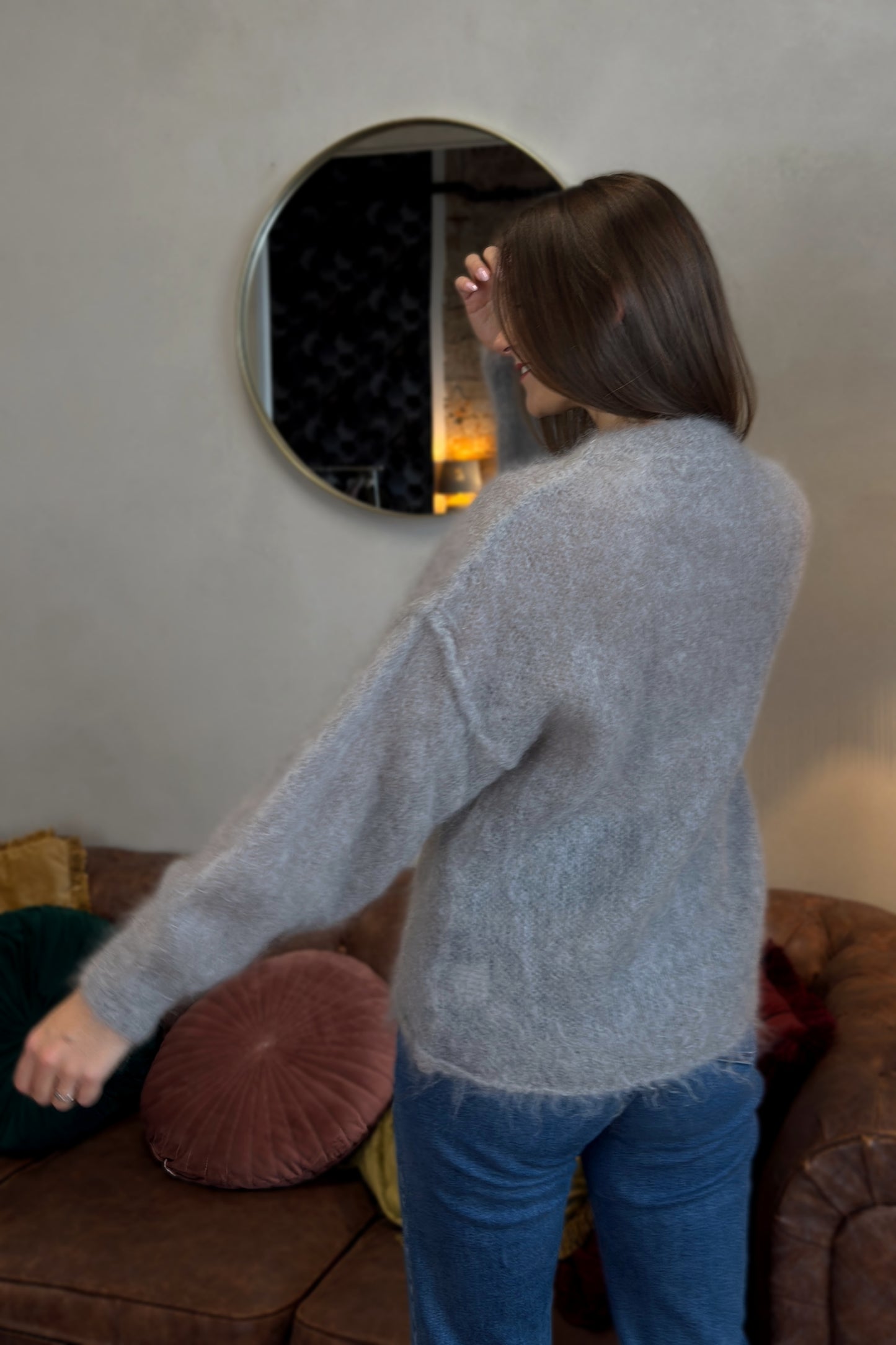 Moheros megztinis "Belle" pilkas