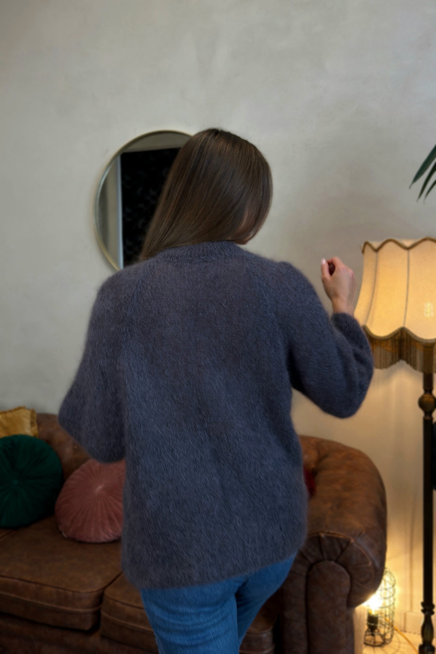 Moheros megztinis "Lumiere" pilkas