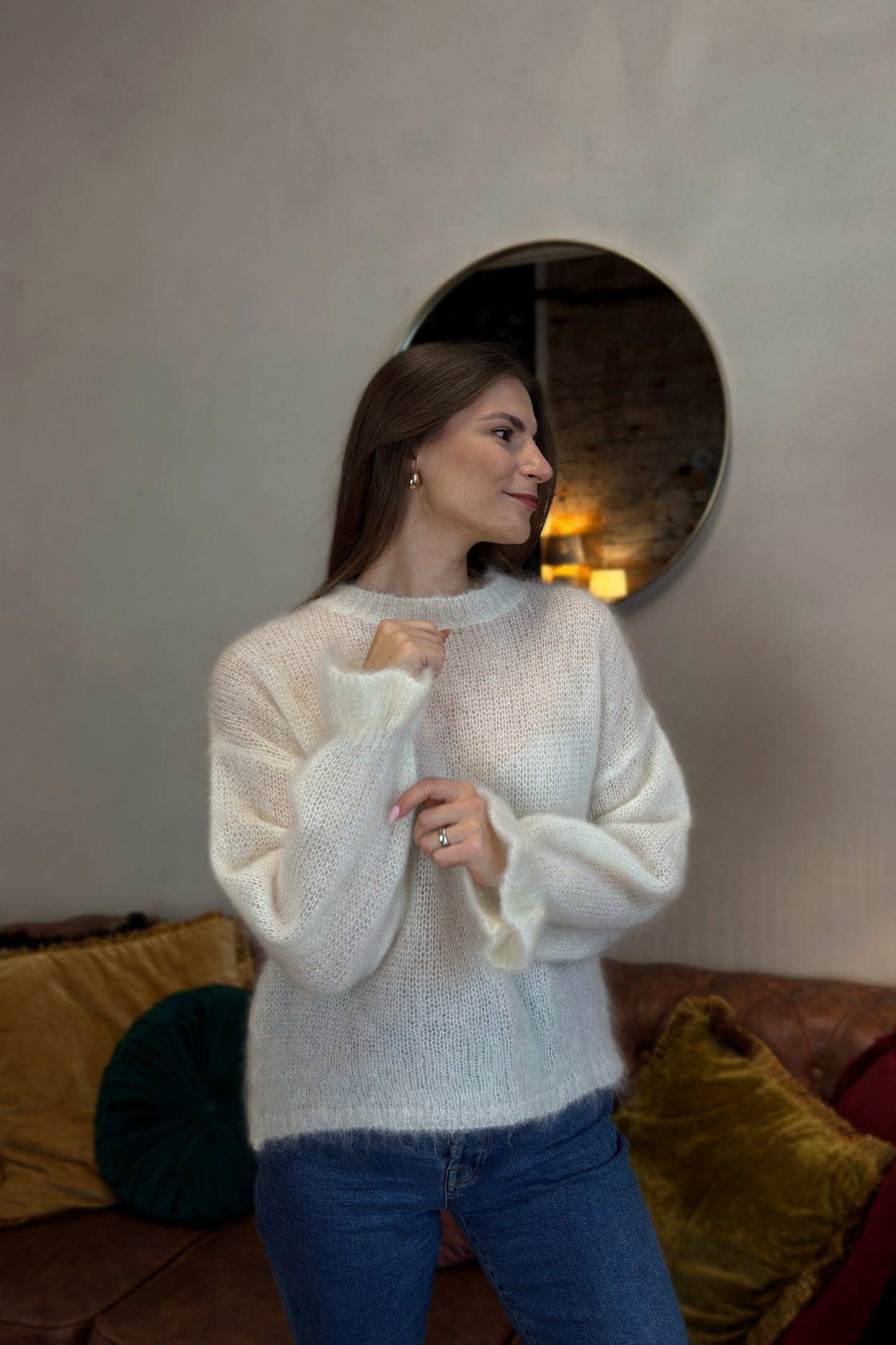 Moheros megztinis "Elise" baltas