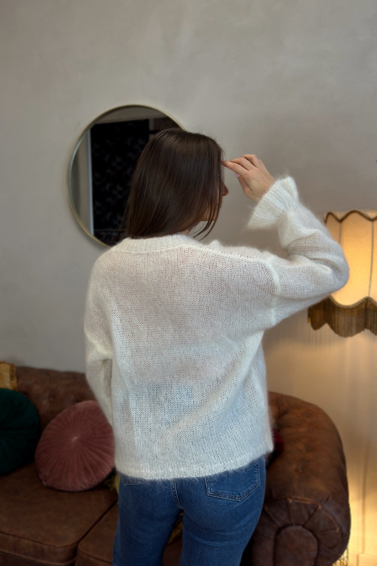 Moheros megztinis "Elise" baltas