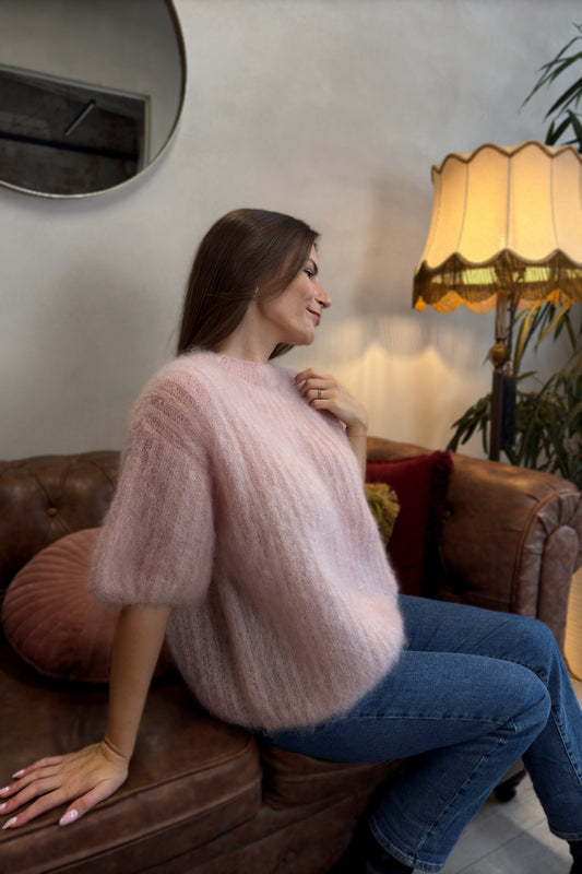 Prabangus Moheros megztinis "Bellini" rožinis