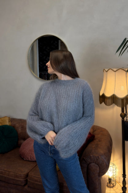 Prabangus Moheros megztinis "Carolina" tamsiai pilkas