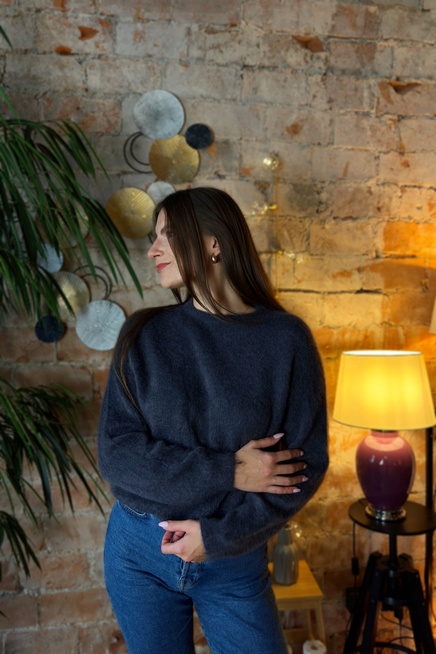 Moheros megztinis "Noa" mėlynas