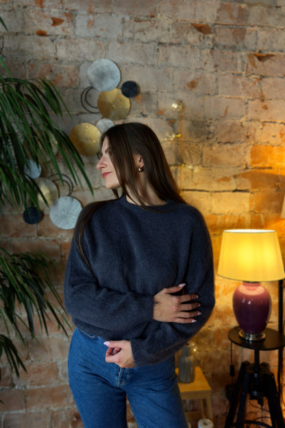 Moheros megztinis "Noa" mėlynas