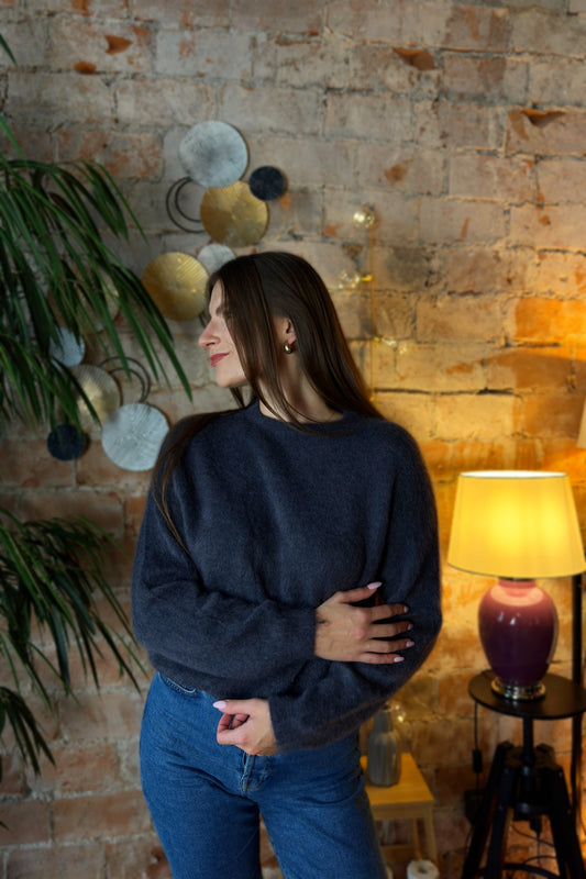 Moheros megztinis "Noa" mėlynas