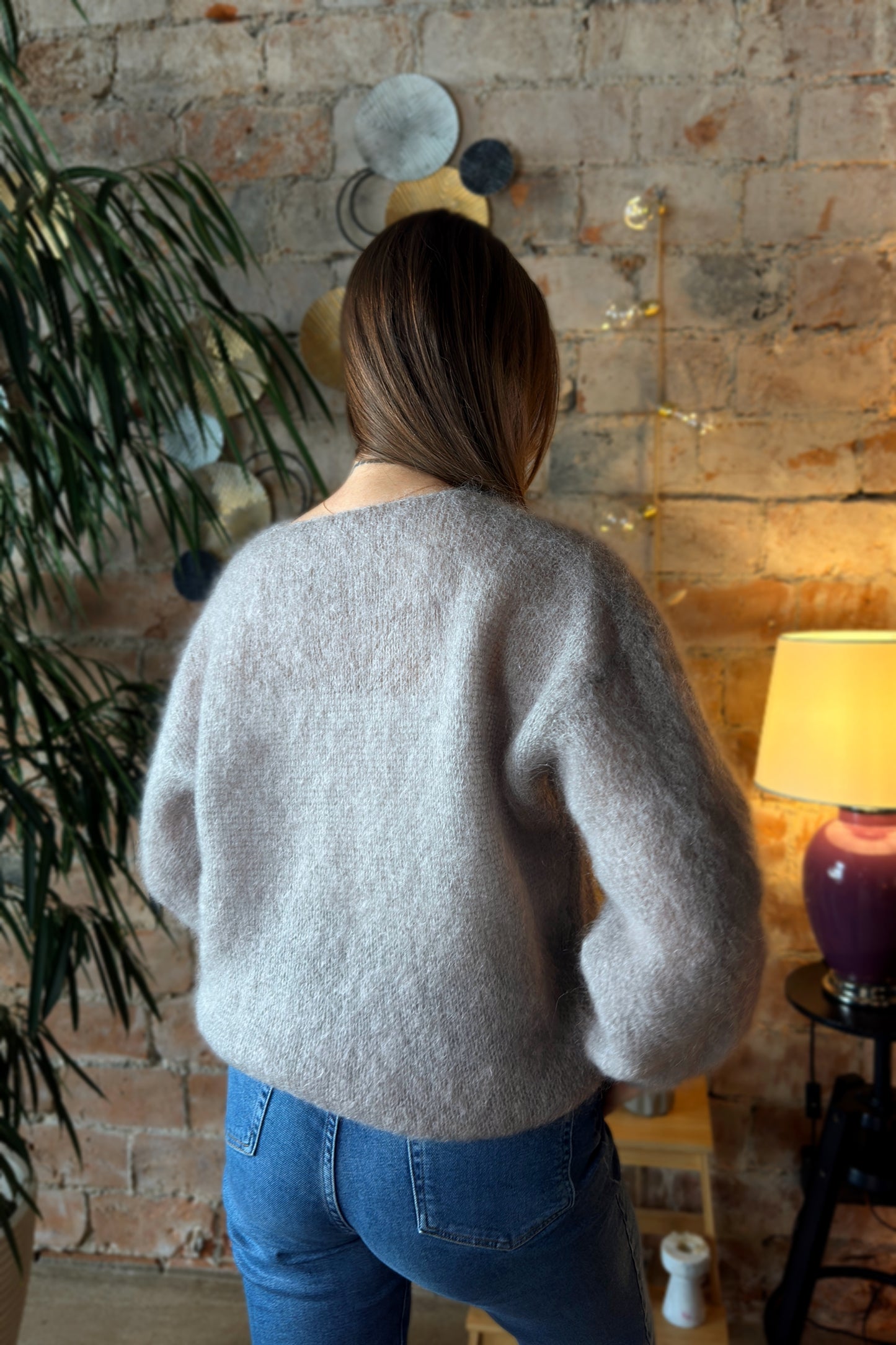 Moheros megztinis "Fleur" pilkas