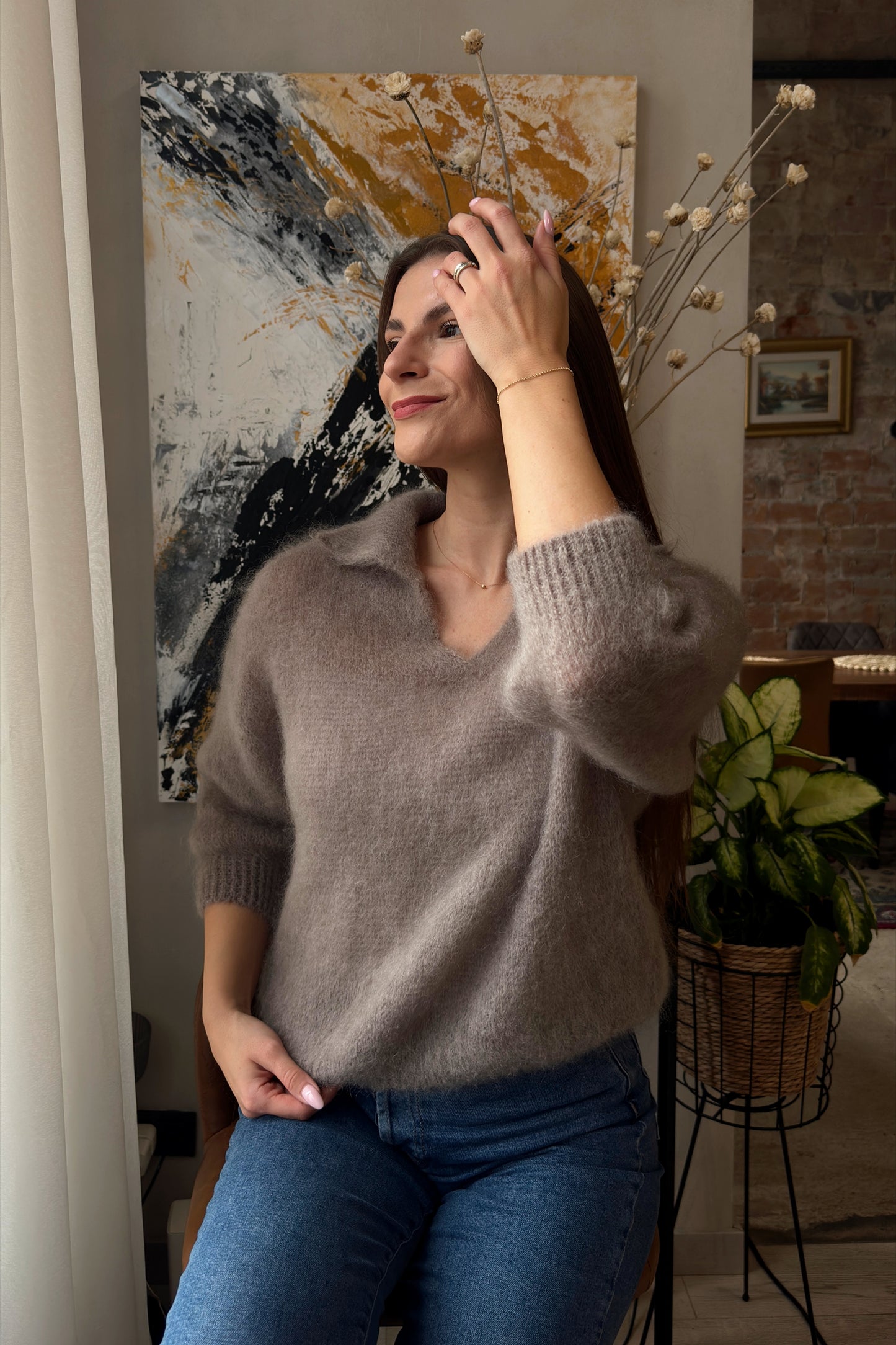 Moheros megztinis "Élégance" kapučino