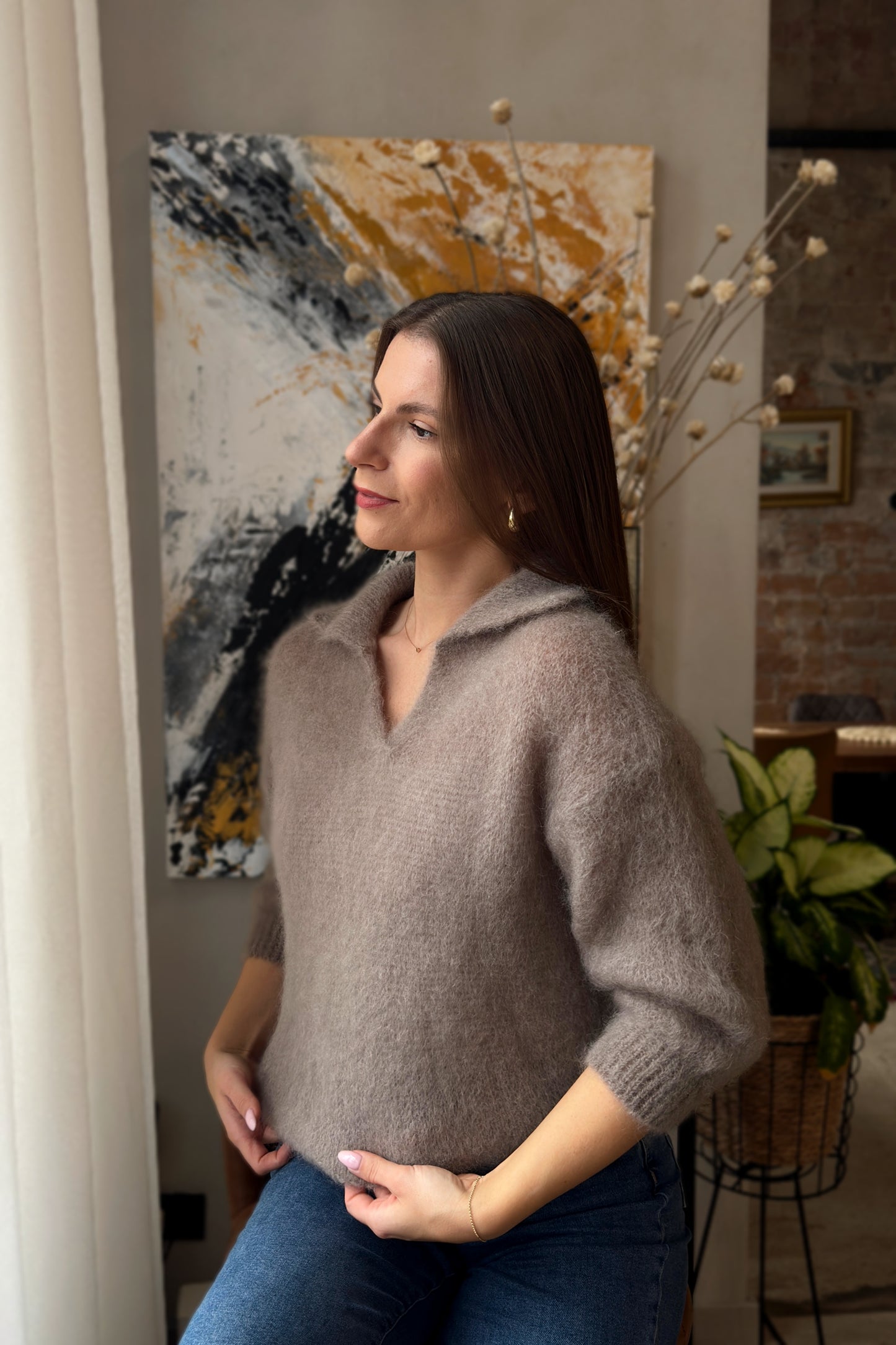 Moheros megztinis "Élégance" kapučino