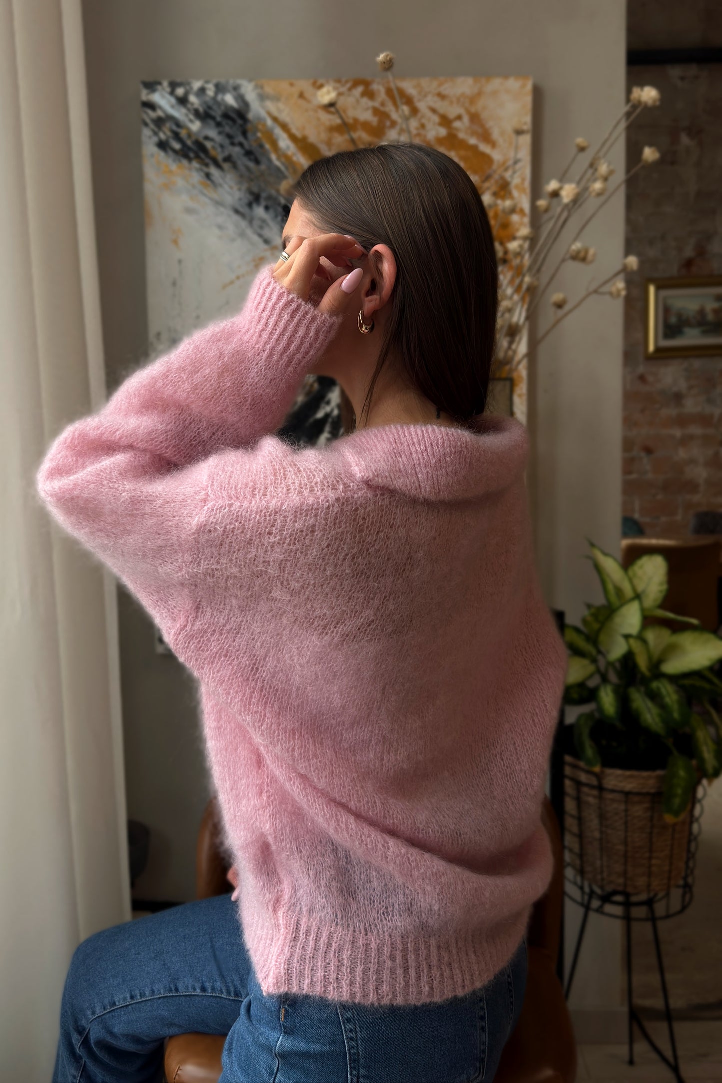 Moheros megztinis "Élégance" rožinis