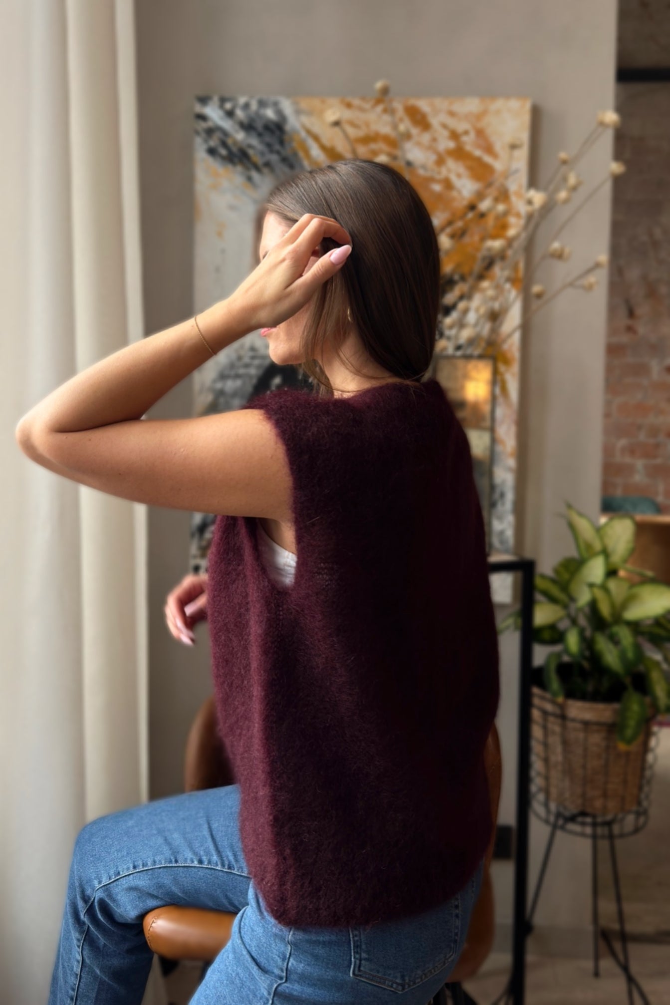 Moheros liemenė "Blanc" bordo