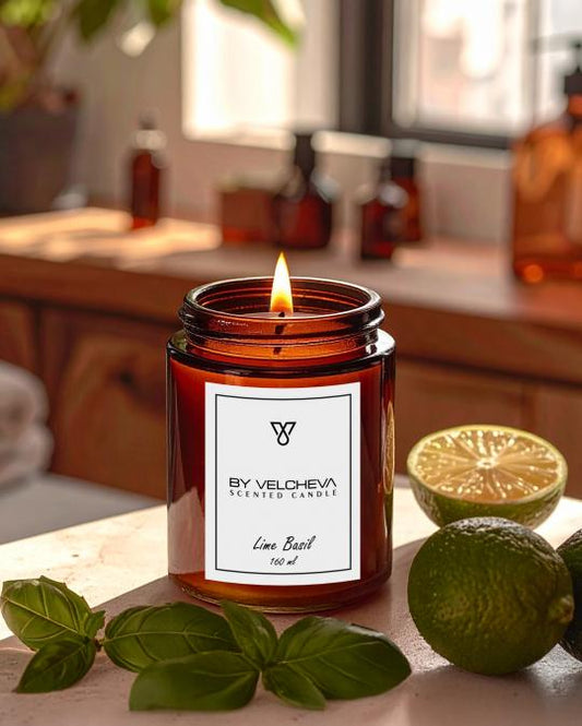 By Velcheva LIME BASIL aromatinė žvakė